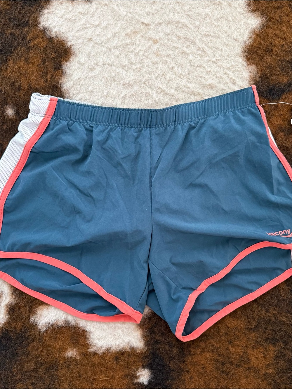 Saucony Women's Blue Running Shorts with Coral Trim